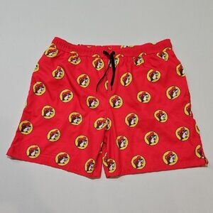 Vibrant Red Cartoon Beaver Print Board Novelty Shorts